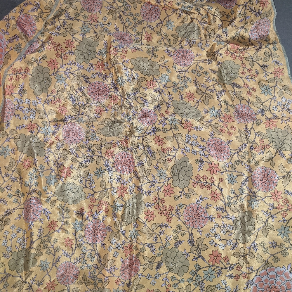 Vintage Floral Silk Oscar De La Renta scarf